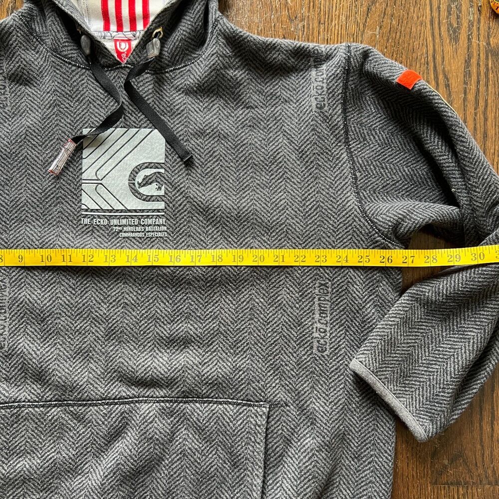Ecko Unltd The Crucial Pullover Hoodie Sz L Vintage Y2K Gray Herringbone Fleece - Picture 3 of 7